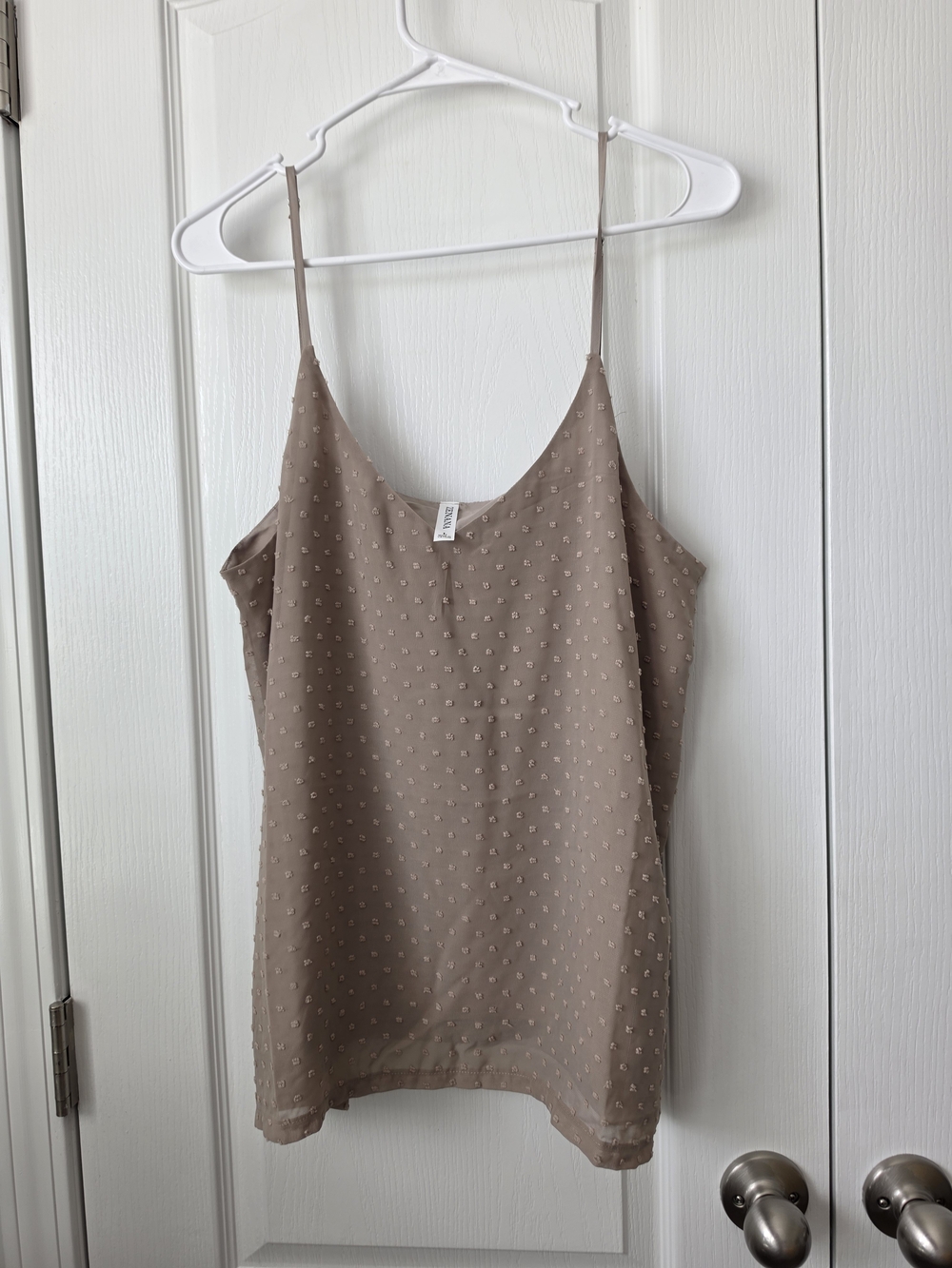 Zenana Outfitters Taupe Swiss Dot Cami Sz Large Nwot